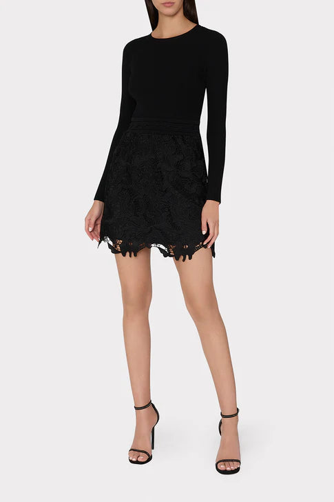 Katie Lace Combo Knit Midi Dress