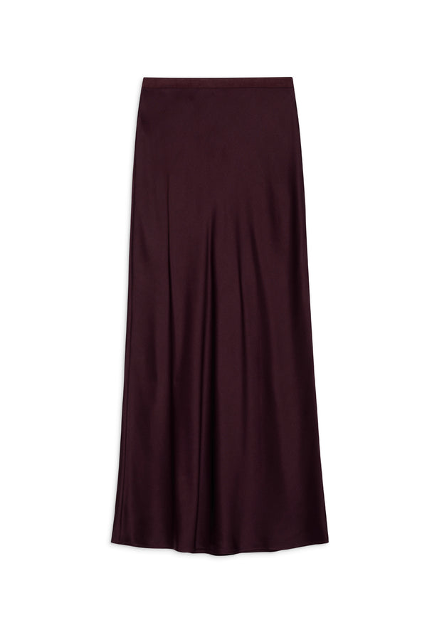 Bar Silk Maxi Skirt - Bordeaux