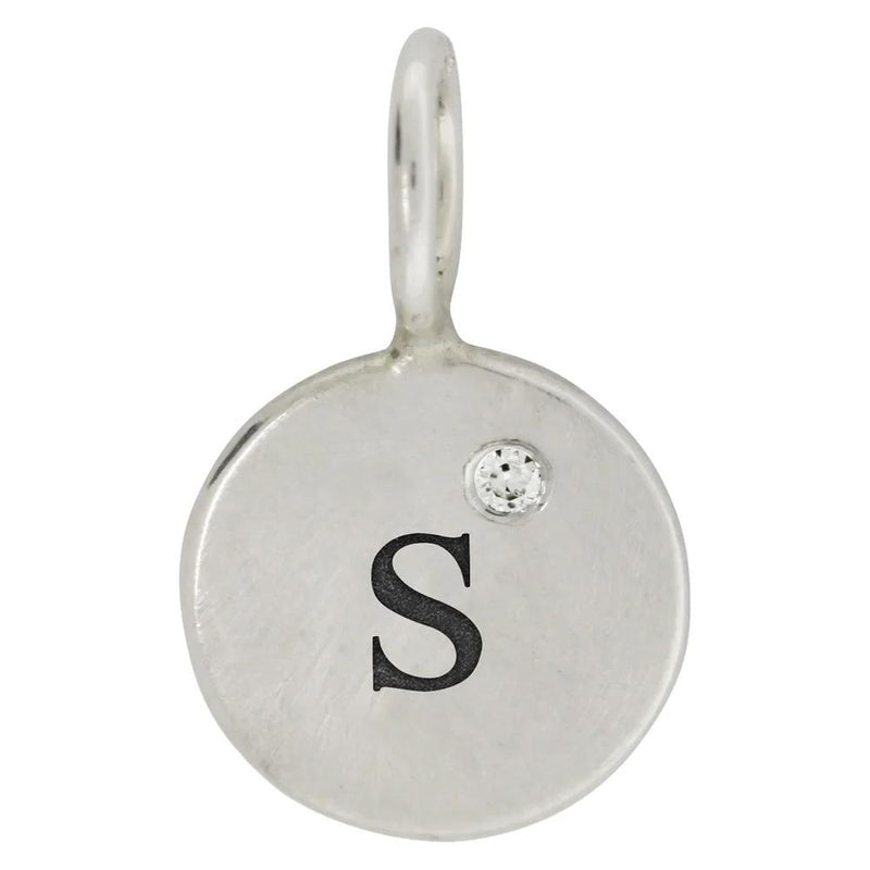 Silver Single Initial Round Charm