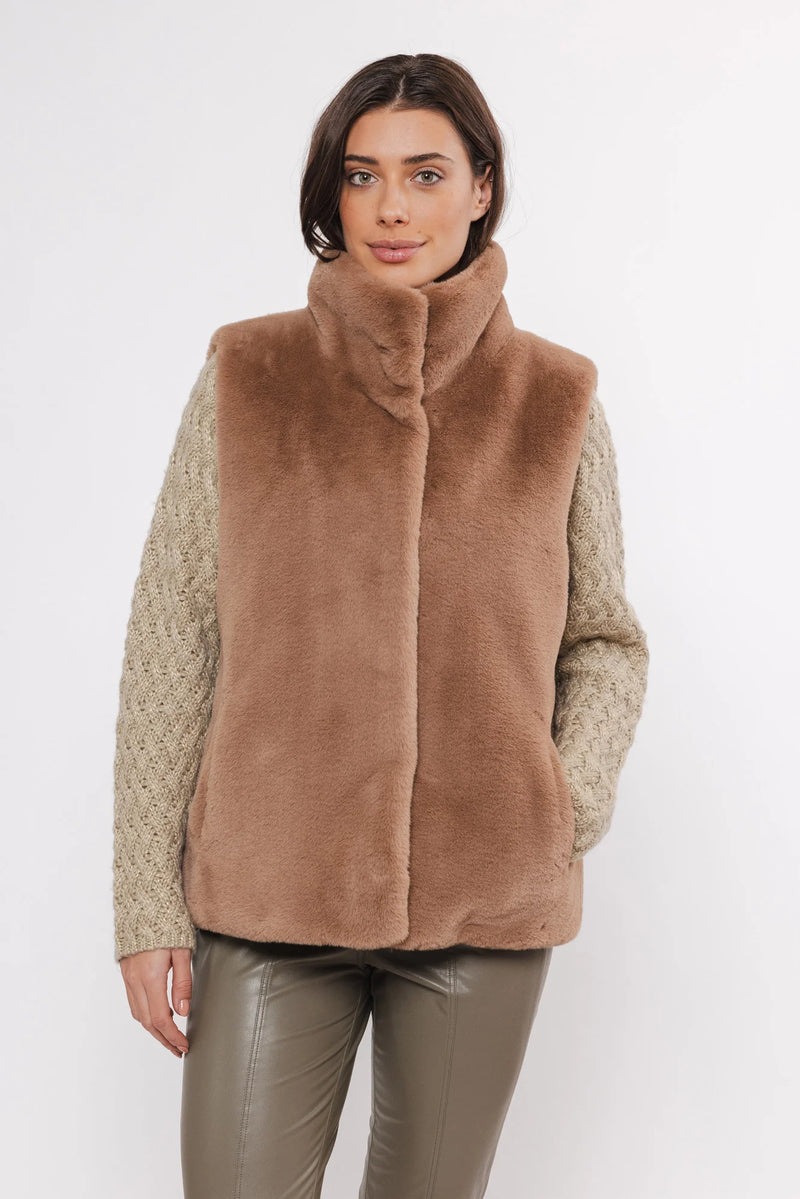 Lison Faux Fur Vest - Birch, Twig