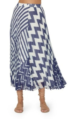 Otha Patchwork Chevron Pleated Skirt