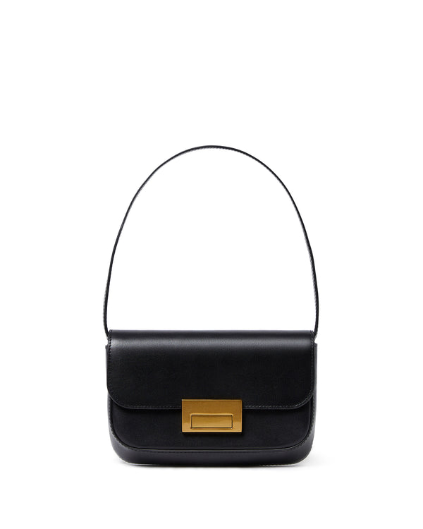 Stefania Leather Flap Baguette Shoulder Bag